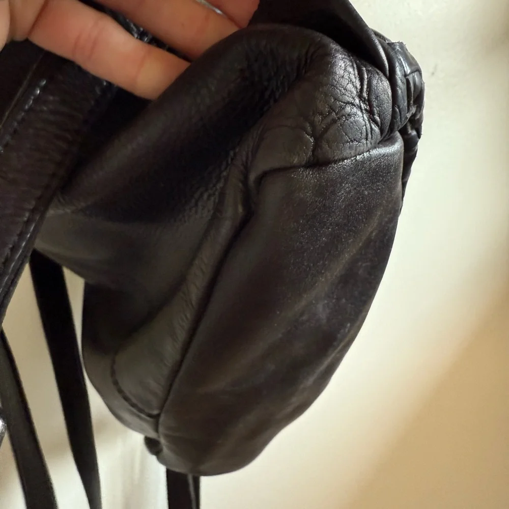 Vilenca Holland Black Woven Leather Backpack